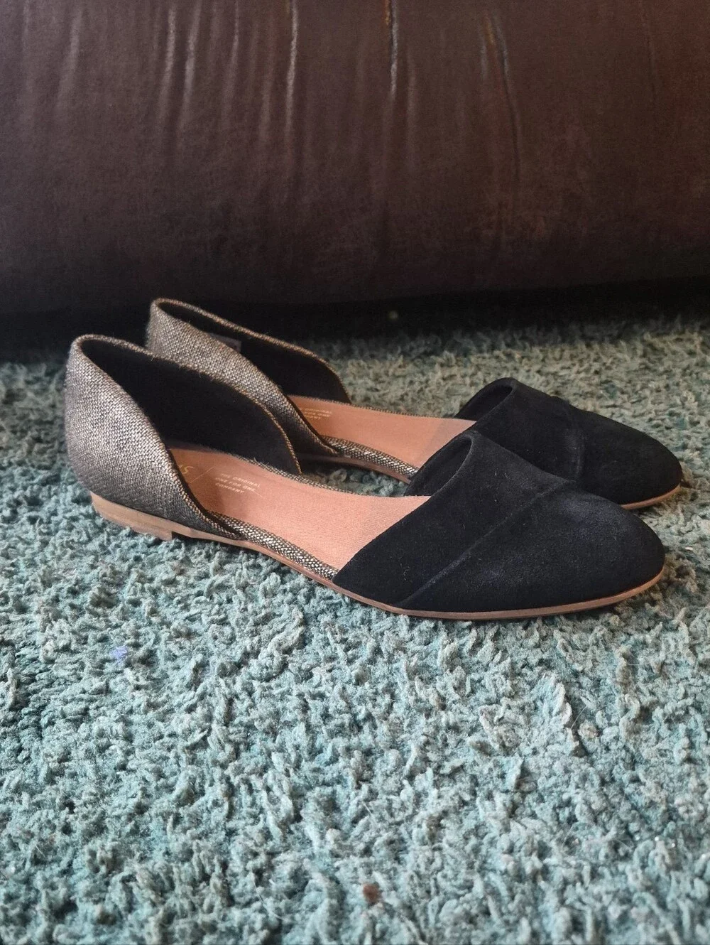 Toms Jutti D'Orsay Flats Gray Black Size 9.5 - Picture 1 of 13